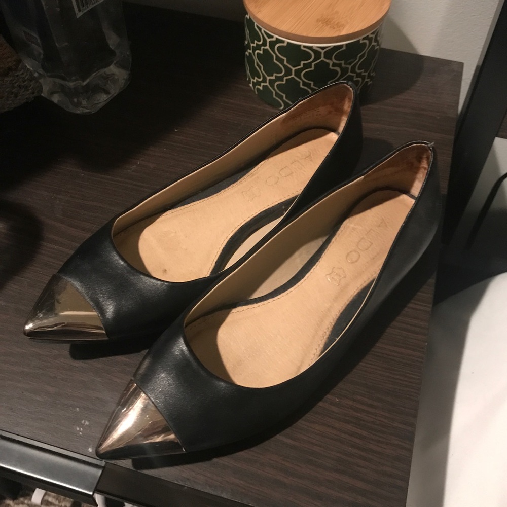ALDO flats with gold tip toe